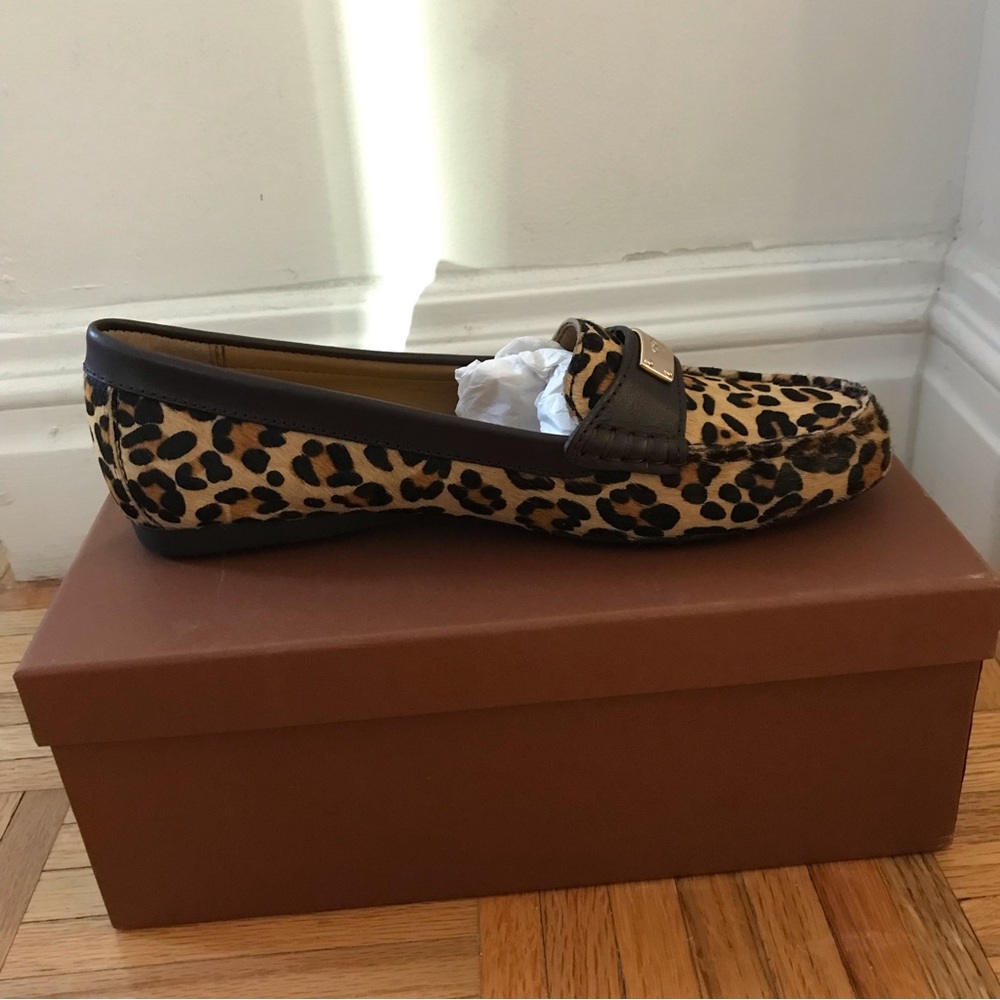Coach Leopard Print Calf Hair Loafers in Brown and Black - Picture 7 of 16